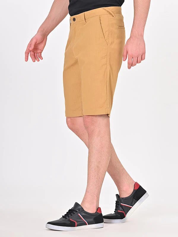 Indian Terrain Men's Regular Fit Solid khaki Shorts
